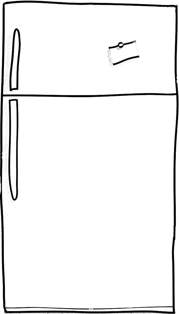 A sketch-style pantry fridge